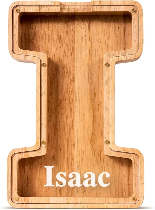 Handgefertigte Holz-Spardose in Buchstabenform