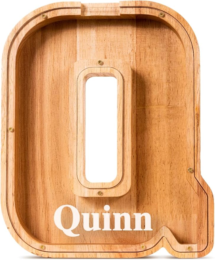 Handgefertigte Holz-Spardose in Buchstabenform