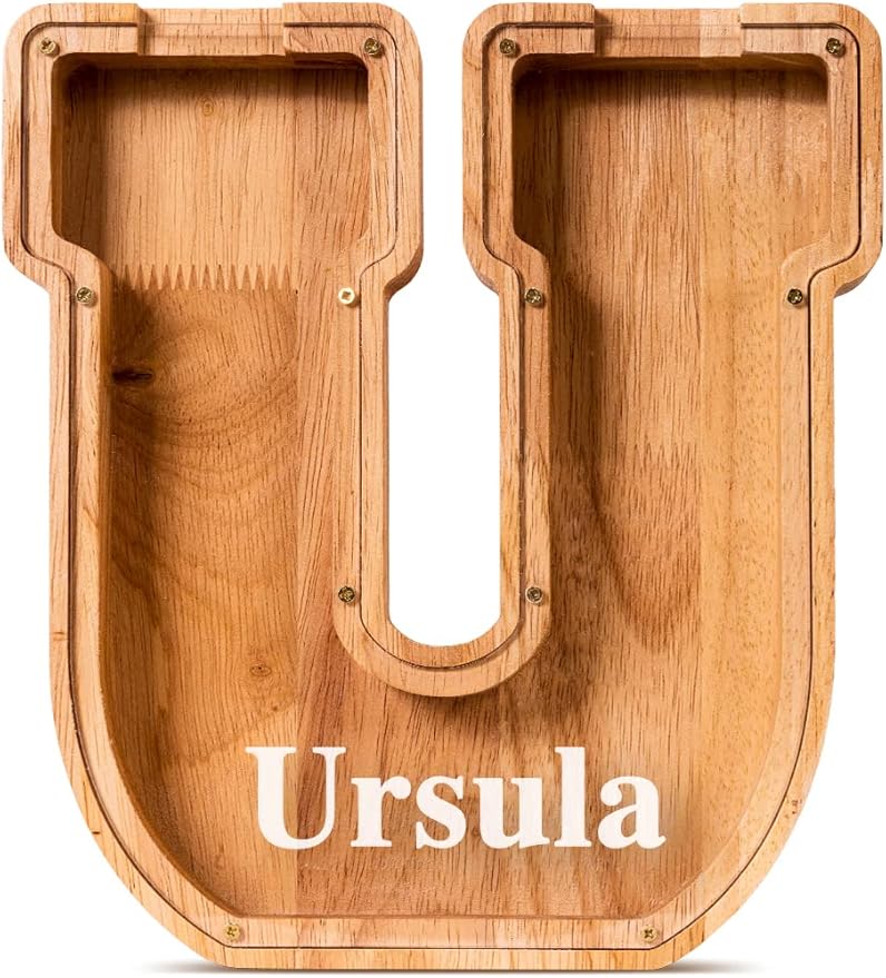 Handgefertigte Holz-Spardose in Buchstabenform