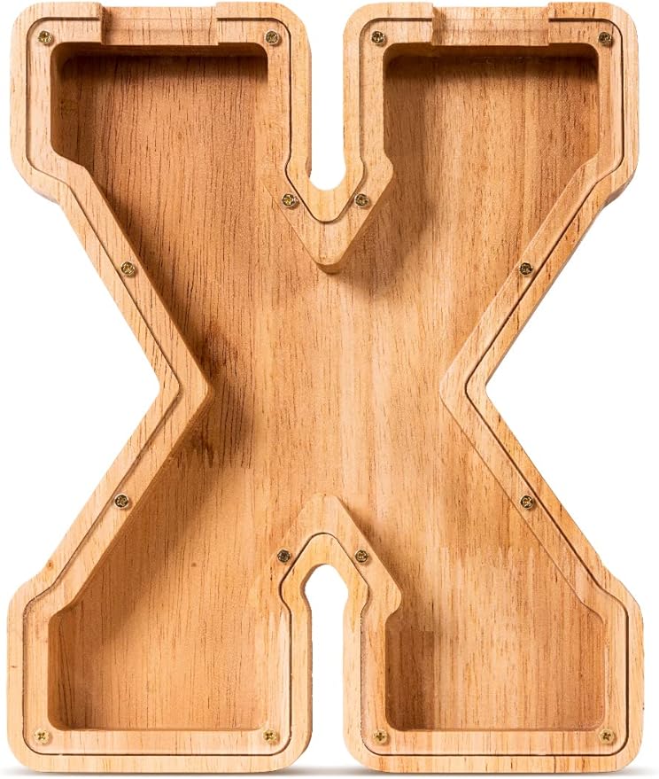 Handgefertigte Holz-Spardose in Buchstabenform